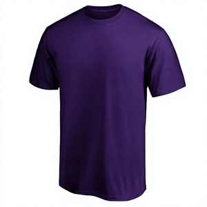 T-shirt en jersey de coton à manches courtes et col rond pour homme, couleur unie violet, coupe classique, style décontracté, design uni - Product Image 1