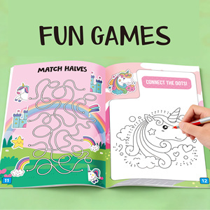 Livre de coloriage et de peinture créatif pour filles : 12 images à coller, thème <span class=keywords><strong>Licorne</strong></span> et Magie, jeu amusant et activité cérébrale - Product Image 3