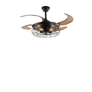 Ventilador de techo con luz, 48 pulgadas, hierro negro, 4 aspas, control remoto, diseño industrial para sala de estar, dormitorio, oficina - Product Image 1