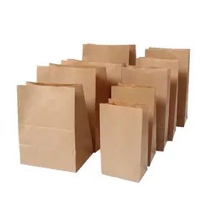 Yixing Square Bottom Drizzled Film Paper Bag Hamburger Paper Takeaway Bag Disposable Baking Greaseproof Kraft Paper Bag