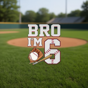 Bro I'm 6 T-shirt d'anniversaire de baseball à manches longues pour garçons de 6 ans, tenue de fête - Product Image 3
