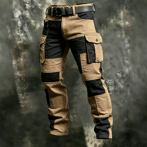 <span class=keywords><strong>Pantaloni</strong></span> Tattici Utility Estivi da Uomo 100% Cotone con <span class=keywords><strong>Tasche</strong></span> Multiple e Patchwork Bicolore - Product Image 1