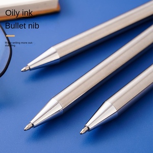 Stylo droit en acier inoxydable populaire à la mode sans clip rationaliser le stylo en argent Slim Click <span class=keywords><strong>Action</strong></span> stylo <span class=keywords><strong>Gel</strong></span> en métal - Product Image 2