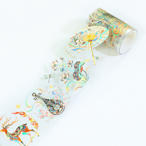 Custom Journal Pet Tape <strong>Sticker</strong> Rolls Holographic Gold Foil Transparent Journaling <strong>Sticker</strong> Rolls - Product Image 1