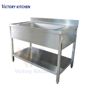 Évier simple VICTORY KITCHEN en acier inoxydable 201 de haute qualité, 1,0 mm, capacité 10 L, 120*70*90, pieds carrés argentés, pour cuisine - Product Image 1