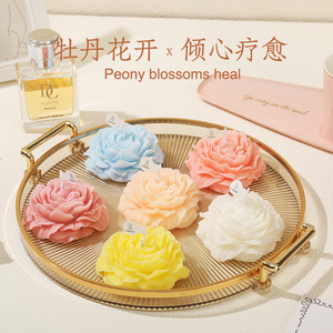 Bougie parfumée à la fleur de pivoine, <span class=keywords><strong>cire</strong></span> de <span class=keywords><strong>soja</strong></span>, cadeau d'intérieur, parfum artisanal, <span class=keywords><strong>cire</strong></span> solide, cadeau haut de gamme pour la fête des mères - Product Image 1