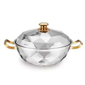 Großhandel Günstige Double Bottom Edelstahl Hot Pot Diamant muster Koch dampfer ein Form Suppen topf