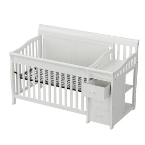 Cuna de Madera Maciza para Bebé de Estilo Europeo Convertible en Cama para Adulto con Altura Ajustable y Cajones - Product Image 6