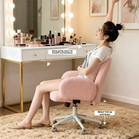 Chaise de coiffeuse pour chambre de fille, chaise ergonomique confortable, chaise de bureau avec dossier réglable en hauteur, chaise d'ordinateur en acier pour usage domestique