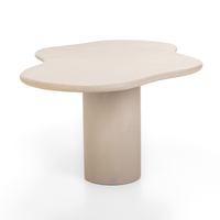 Mesa de Comedor Larga Elegance Beige de MDF con Dos Patas Resistentes de MDF para Cenas Familiares Grandes