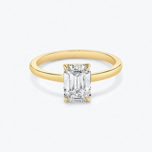 SGARIT Joyería de Moda al por Mayor, Anillo de Diamante Cultivado en Laboratorio con Corte Esmeralda de 2 Quilates, Oro de 14K, Cuatro Puntas, para Mujer - Product Image 4