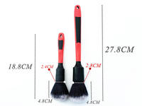 Lot de 2 brosses de nettoyage automobile à poils doux, manches longs et courts, avec poignée antidérapante en caoutchouc pour le nettoyage intérieur de la voiture, du tableau de bord et des aérateurs