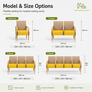 Canapé d'attente d'hôpital en cuir PU durable, accoudoirs solides, pieds en bois de frêne, chaise de réception médicale, facile à nettoyer, pour espaces publics commerciaux - Product Image 3