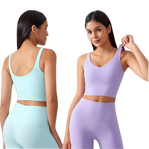 Sujetador Deportivo con Logotipo Personalizado en 15 Colores, Escote en V, Espalda Descubierta, con Relleno Fijo, para Yoga, Fitness, Entrenamiento Atlético - Product Image 1