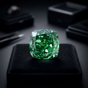 Green Lab Grown Loose Certified <b>Cushion</b> Cut IGI Certified Fancy Color VVS1/VS2 Clarity Diamond for Jewelry Making Custom - Product Image 1