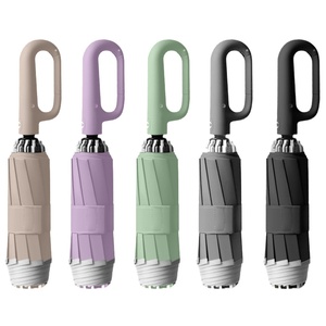 Classic Three-Folding Fully-Automatic Glass Fiber 8 Ribs <b>Windproof</b> Durable <b>Umbrella</b> Ring Buckle Handle Easy Carry Business Gifts - Product Image 3