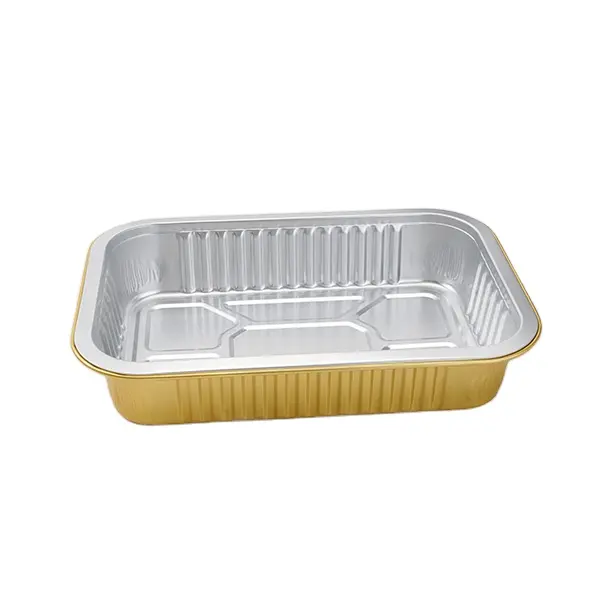 750ml aluminum foil tray gold smooth wall aluminum container lunch box
