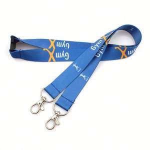 Custom Polyester Lanyard Neck Strap Double <b>Hooks</b> Metal <b>Clips</b> Lanyard for Exhibition Name ID Card - Product Image 1
