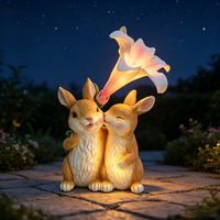 Ornement animalier mignon en résine pour la Saint-Valentin avec lumière solaire - Peint à la main, imperméable, décoration de maison, cadeau