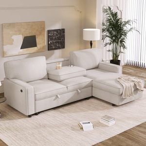 Sofá Cama Multifuncional Popular en Forma de L con Almacenamiento, Sofás Tapizados para Sala de Estar con Carga, PZCN HOME - Product Image 1