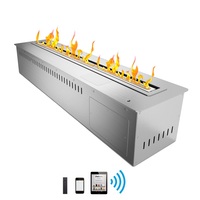 Inno-living Cheminée Moderne 200cm Noir Argent, Cheminée Bioéthanol Intelligente pour Maison Connectée, Insert Intérieur en Acier avec Télécommande et Commande Vocale