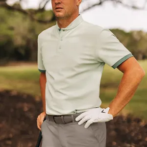 Groothandel Oem Odm Mint Groene Korte Mouw Performance Vochtafvoerend Nylon Spandex Man Polo Top Plus Size Golf Mannen Polo Shirt