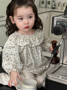 Mameluco de Algodón para Bebés Niñas con Estampado Floral de Manga Larga para Otoño, con Cierre de Botones a Presión, ODM - Product Image 6