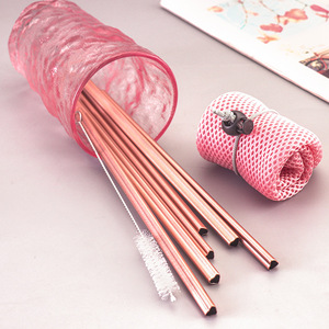 Paja de acero inoxidable 304, Pajita Rosa romántica en forma de corazón, bebida, té de la leche, fácil de limpiar con paja de regalo a mano, Día de San Valentín - Product Image 1
