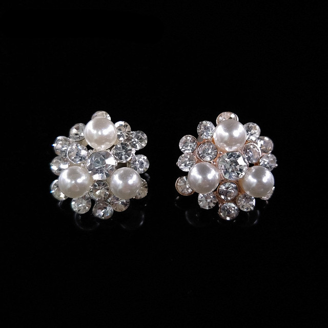 Custom Round Rhinestone Faux Pearl Buttons Embellishments