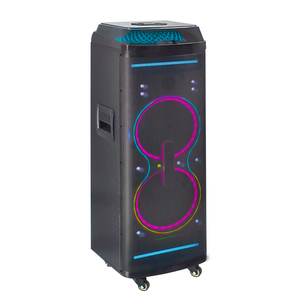 2025 nuovo portatile 100W doppio 10 pollici Party TWS Speaker con luce RGB in legno <span class=keywords><strong>per</strong></span> esterni Trolley <span class=keywords><strong>ruote</strong></span> altoparlante <span class=keywords><strong>per</strong></span> feste - Product Image 4