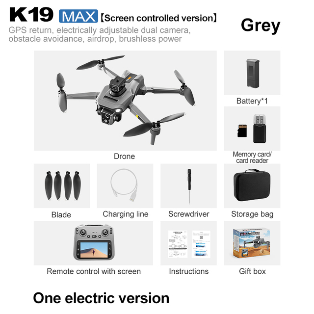 K19 MAX 8K Professional Drone Long Battery Life GPS Return Remote Dual Camera Obstacle Avoidance Brushless Motor RC Drone Kit