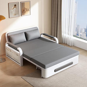 Factory Direct Sale Modern Multifunctional Dual-Use Retractable Folding Leather <strong>Sleeper</strong> Sofa Bed for Living Room - Product Image 4