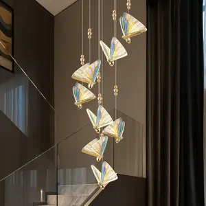 Nordic LED Pendant Lights Home Decor Butterfly Hanging Chandeliers Lighting Kitchen Bar Staircase Art Pendant Lamp Bedside Light