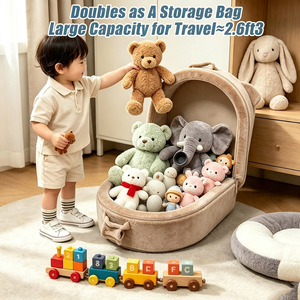 Cuna de Viaje Plegable para Niños, Diseño de Oso, Portátil, con Asa de Transporte y Espacio de Almacenamiento, Venta Directa de Fábrica - Product Image 5