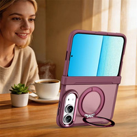 Étui de protection antichoc de luxe pour iPhone Duo Duo Fold avec support rotatif en métal et aimant, finition mate