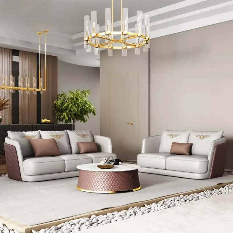 Yüksek kaliteli oturma odası deri kanepe takım şık modern otel salonu 3 koltuk oturma odası mobilya kanepe vip odası ev için