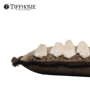 Cojín Decorativo con Borlas Marrones TiffHome, Cojín Lumbar de Diseño con Parches, Ideal para Cafeterías, Bares <span class=keywords><strong>y</strong></span> Salas de Exhibición - Product Image 5