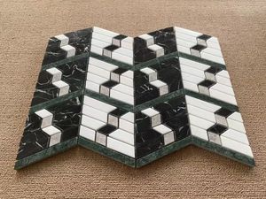 GOLDTOP OEM/ODM Mosaïque de marbre Marmore Azulejo pour la conception d'hôtels, carrelage en feuille, carrelage en marbre nuage jade, carrelage en marbre vert, mosaïque de marbre - Product Image 3