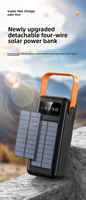 Batterie Externe Solaire Portable 50000 mAh avec Câbles Intégrés, Charge par Panneau Solaire 5V 2.1A, Banques d'Énergie Solaires