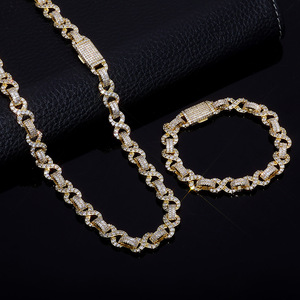 VVS Moissanite <b>Infinity</b> Number 8 Link <b>Bracelet</b> 925 Silver 18K Gold Plated Tapered Baguette Mixed Set Hip Hop Iced Bling Jewelry - Product Image 1