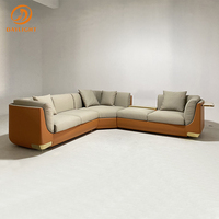 Canapé d'angle en cuir véritable de luxe italien pour salon, mobilier haut de gamme moderne, canapé modulaire en forme de L pour la maison