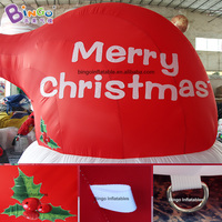 Grand chapeau de Père Noël gonflable rouge personnalisé, chapeau de Noël gonflable géant pour la décoration des centres commerciaux pendant les fêtes