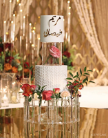 Support de présentation transparent en acrylique pour beignets, en forme d'arc, avec tiges métalliques, pour boulangerie, café, desserts et fêtes