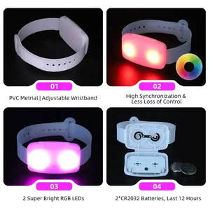 Tổ chức sự kiện nguồn cung cấp bên không dây điều khiển từ xa DMX chiếu sáng Vòng đeo tay RGB có thể điều chỉnh dây đeo cổ tay âm thanh ramadan tốt nghiệp - Product Image 4