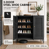 Armoire de rangement moderne en métal fin avec portes à persiennes, étagères réglables, meuble à chaussures pour entrée, couloir, mobilier de maison