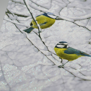 Sac cadeau de Noël avec poignées, motif oiseaux d'hiver, entièrement personnalisé, imprimé arbre enneigé, sac de courses en papier pour les fêtes de Noël - Product Image 3