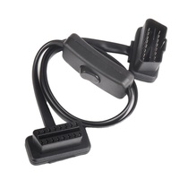 Câble OBDII plat à angle droit, profil bas, 24V, 16 broches, mâle vers femelle, avec interrupteur, 60 cm