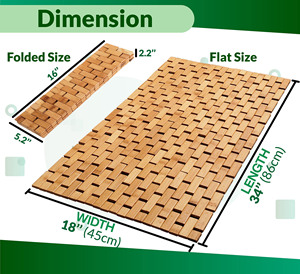 Tapis de douche en bambou naturel antidérapant pour intérieur ou extérieur, tapis de bain en bambou pour douche, tapis de douche pliable imperméable pour baignoire, sauna - Product Image 3