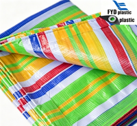 Bâche en polyéthylène tissé rayé coloré, imperméable et fabriquée en usine