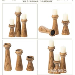 <b>Wooden</b> <b>Candlestick</b> 3 Piece Set Tapered Design Wedding Home Decoration - Product Image 5
